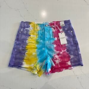 NWT Judy Blue High Rise Tie Dye Jean Shorts‎ Multicolored Size Medium